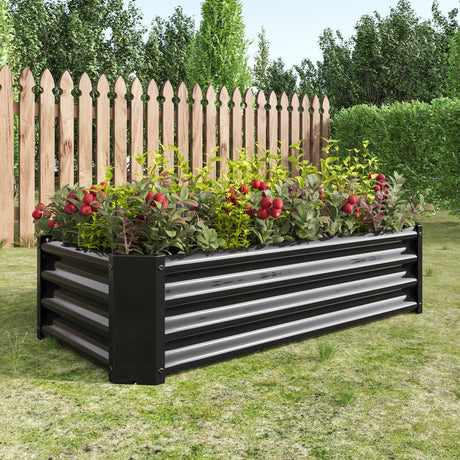Black 4×2×1ft Metal Raised Garden Bed HouseOfZazla