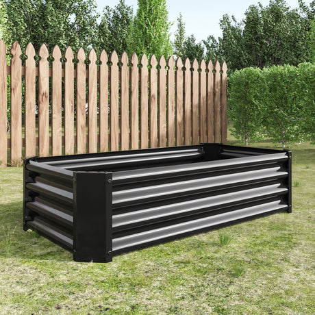 Black 4×2×1ft Metal Raised Garden Bed HouseOfZazla