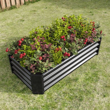 Black 4×2×1ft Metal Raised Garden Bed HouseOfZazla
