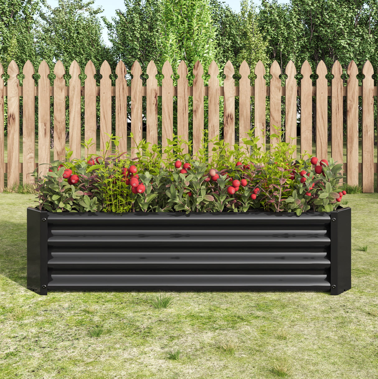 Black 4×2×1ft Metal Raised Garden Bed