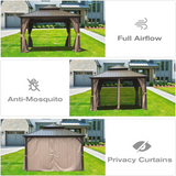 8' x 8' Hardtop Gazebo with Aluminum Frame and Double Roof Canopy