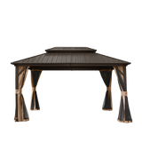 10' x 12' Hardtop Gazebo with Galvanized Steel Double Roof, Curtains, and Netting