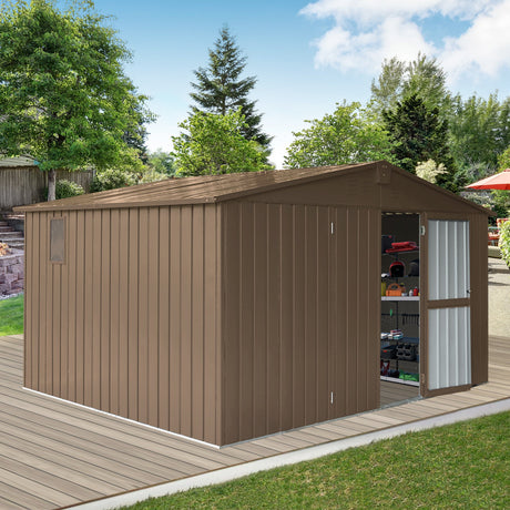 Backyard Storage Shed 11'x9' with Galvanized Steel Frame & Lockable Door HouseOfZazla