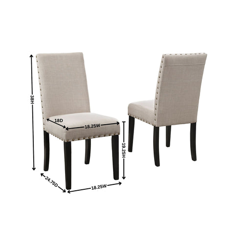 Eleanor Upholstered Dining Chairs with Nailhead Trim - Set of 2 HouseOfZazla