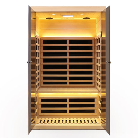 Luxury Indoor Hemlock Infrared Sauna Room with Double Doors and Glass for Two Persons HouseOfZazla