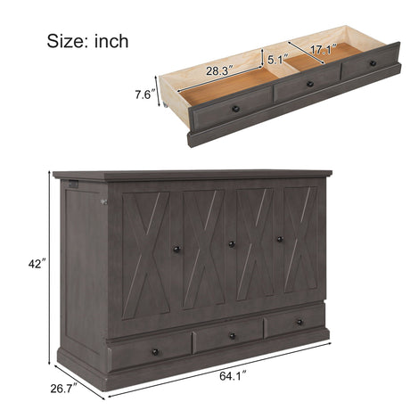Murphy Bed Chest Cube Cabinet With Charging Station And Large Storage Drawer HouseOfZazla