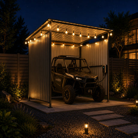 6x6FT Outdoor Pergola with Hardtop Roof, Lean-to Metal Shelter HouseOfZazla