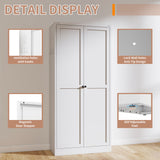 Metal Kitchen Pantry Cabinet With Adjustable Storage And 4 Heavy Duty Shelves - White