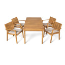 5 Piece Patio Furniture Set Acacia Wood Table And 4 Heavy Duty Cushioned Chairs HouseOfZazla