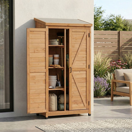 Outdoor Storage Shed With Vertical Tool Cabinet For Backyard HouseOfZazla
