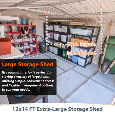 12×14 ft Outdoor Metal Storage Shed HouseOfZazla