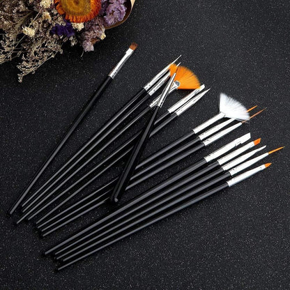 20Pcs Nail Art Design Tools, 15Pcs Painting Brushes Set with 5Pcs Dotting Pens - WoodArtSupply