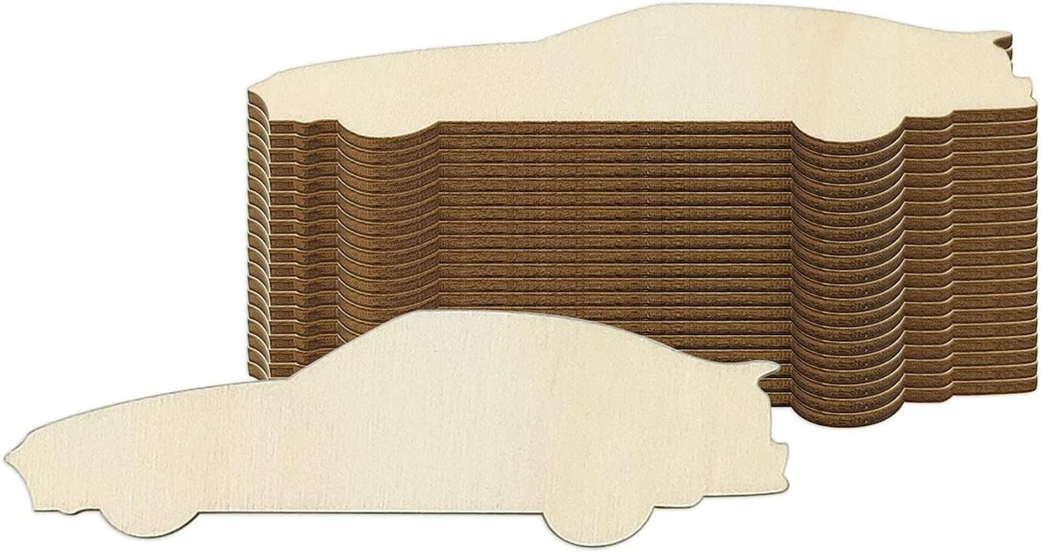 20Pcs Sports Car Wood DIY Craft Cutout Wooden Sports Car Shaped Unfinished Wood Ornaments WoodArtSupply