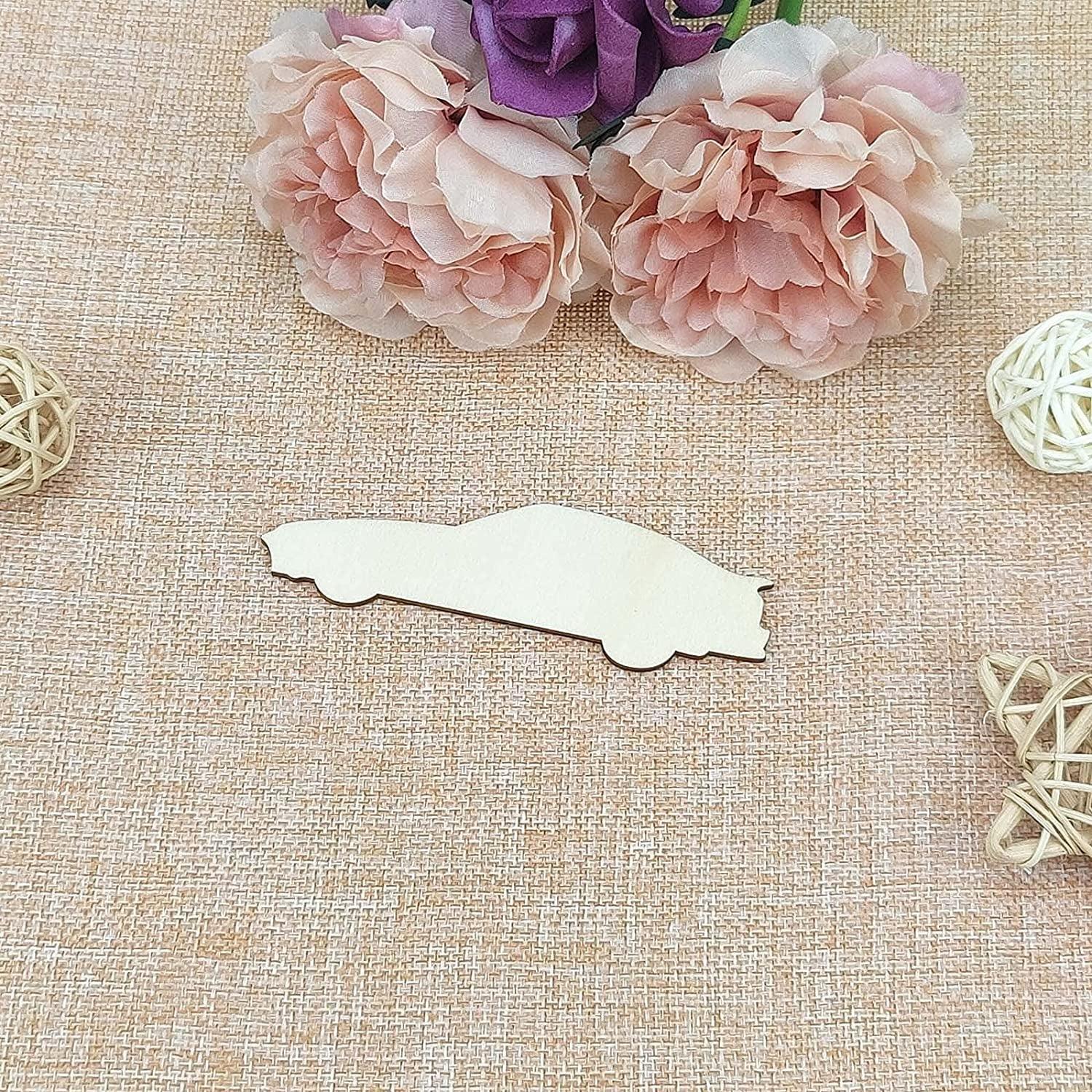 20Pcs Sports Car Wood DIY Craft Cutout Wooden Sports Car Shaped Unfinished Wood Ornaments WoodArtSupply