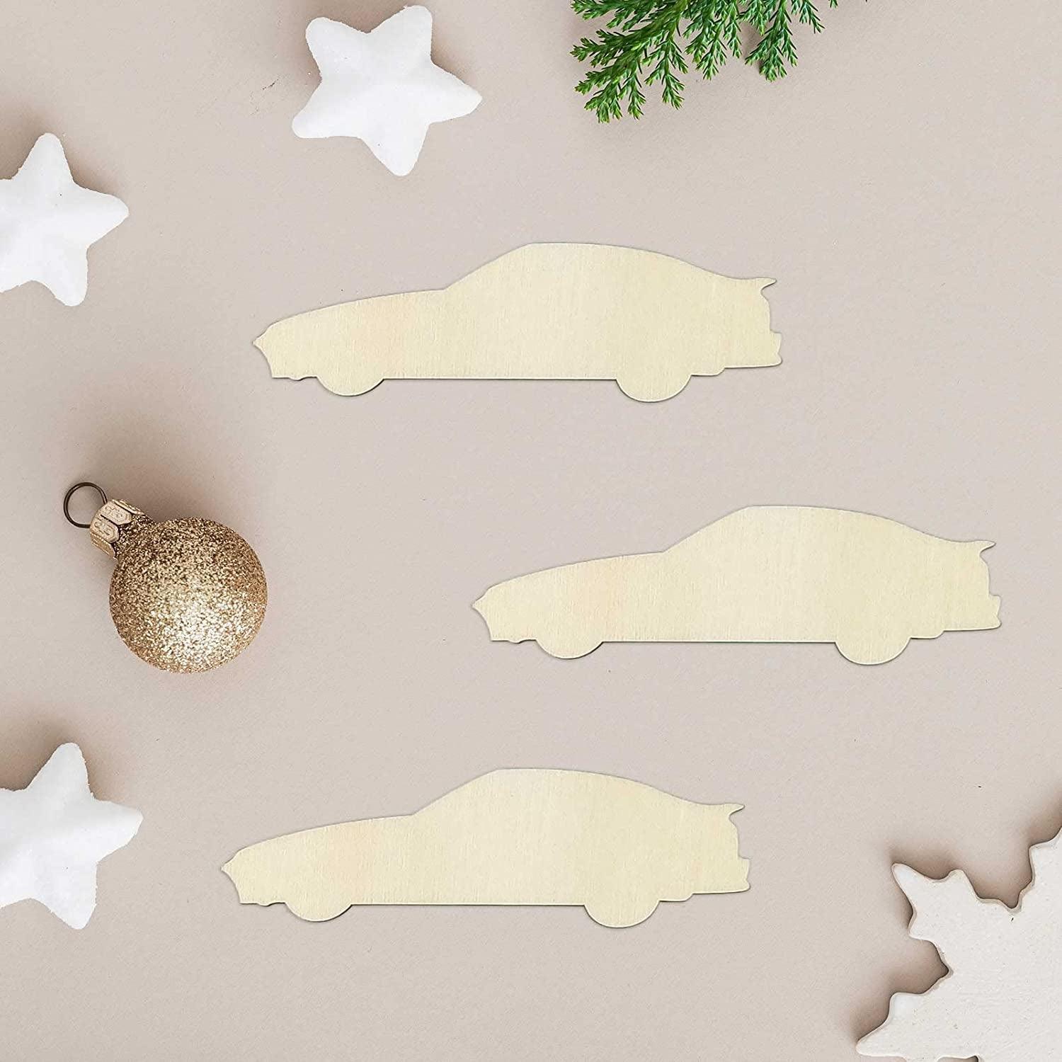 20Pcs Sports Car Wood DIY Craft Cutout Wooden Sports Car Shaped Unfinished Wood Ornaments WoodArtSupply