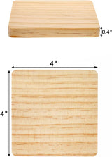 20PCS Unfinished Wood Coasters Square Blank Wooden Crafts Thick with 80PCS Foam Knots DIY 4 X 4 In WoodArtSupply