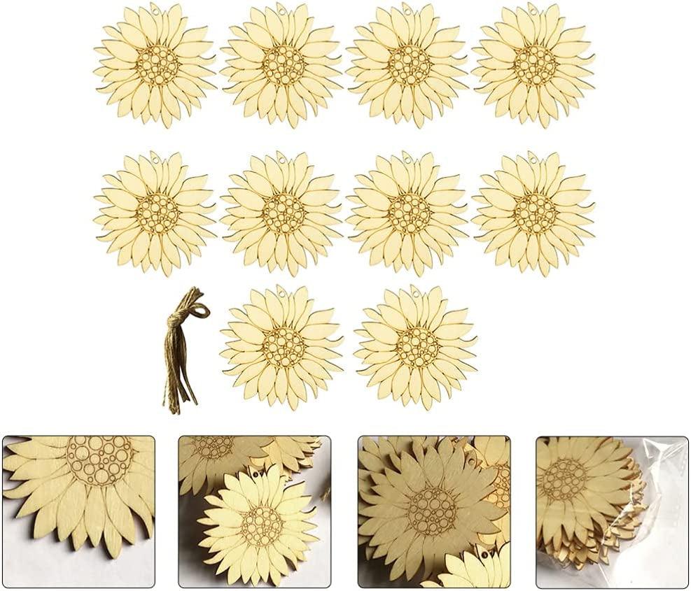 20Pcs Unfinished Wood Cutouts Sunflower Wood Shapes Pieces Wood Discs Slices WoodArtSupply