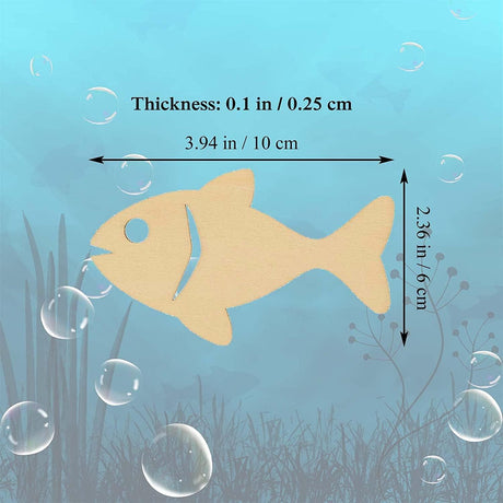 20Pcs Wooden Fish DIY Crafts Cutouts Sea Animals Unfinished Wood Ornaments Gift Tags WoodArtSupply