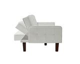 Zaboro Futon Sofa Bed, Convertible Sleeper Sofa, Loveseat Couch PU Leather Sofabed with Wooden Legs for Small Spaces Room Home Office Hotel with Adjustable Backrest, Reclining (White) Zaboro