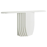 Tribesigns Modern White Console Table, 63 inch Wooden Entryway Sofa Table with Geometric Base, Contemporary Accent Console for Entry, Entrance, Foyer Tribesigns