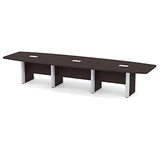 Thaweesuk Shop Espresso 16 ft Modern Executive Boat Shaped Conference Table Room Hide Wires Inside Elliptical Metal Legs Desk Grommets Racetrack Power Modules Silver Boardroom Business Furniture Wood Generic