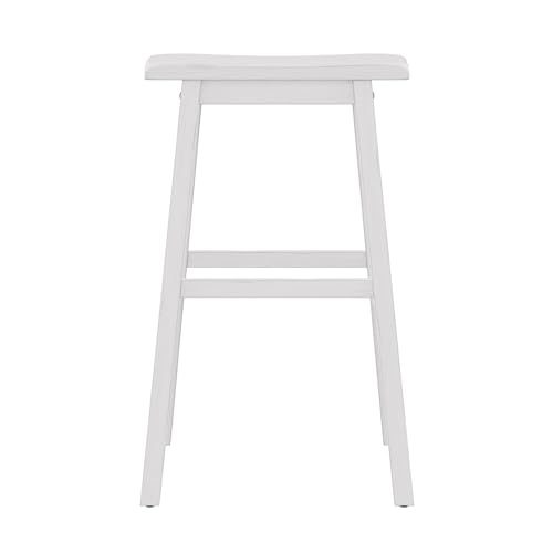 Hillsdale Moreno Wood Backless Bar Height Stool, 29" High, Sea White - WoodArtSupply