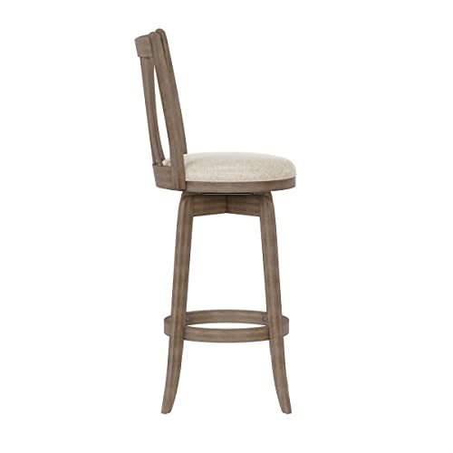 Hillsdale 29.5" Savana Wood Swival Bar Height Stool, Brown Gray Hillsdale