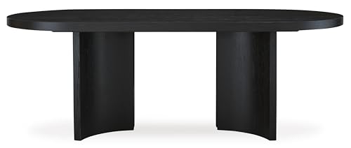 Signature Design by Ashley Rowanbeck Minimalist Dining Table for 8 People, Black Signature Design by Ashley