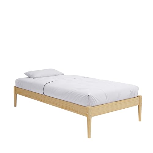 DHP Lorriana Twin Solid Pine Wood Platform Bed Frame - Natural Finish - WoodArtSupply