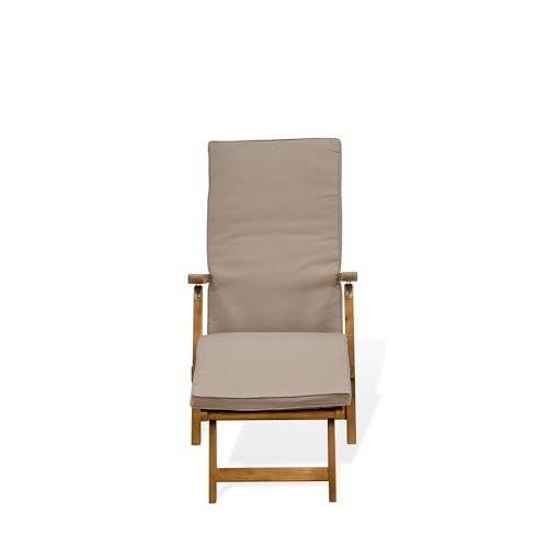 East West Furniture BSLCDNA Salinas Patio Chair Lounge - Outdoor Acacia Wood Sunlounger Chair for Poolside, Deck, Lawn, 59x21x35 Inch, Natural Oil