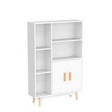 Giantex Storage Cabinet, Free Standing Pantry Cabinet with 2 Door Cabinet and 5 Shelves, Home Office Furniture Bookcase, Side Cabinet, Cupboard, Wood Cube Organizer (White) Giantex