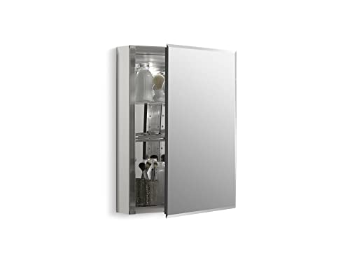 KOHLER K-CB-CLC2026FS Beveled Medicine Cabinet with Mirror Door & Adjustable Shelves, Rectangular Beveled Edge Frame, 20" x 26" KOHLER