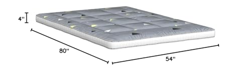 MAXYOYO Grey Triangle Futon Mattress, Padded Japanese Floor Mattress Quilted Bed Mattress Topper, Extra Thick Folding Sleeping Pad Breathable Floor Lounger Guest Bed for Camping Couch, Full MAXYOYO