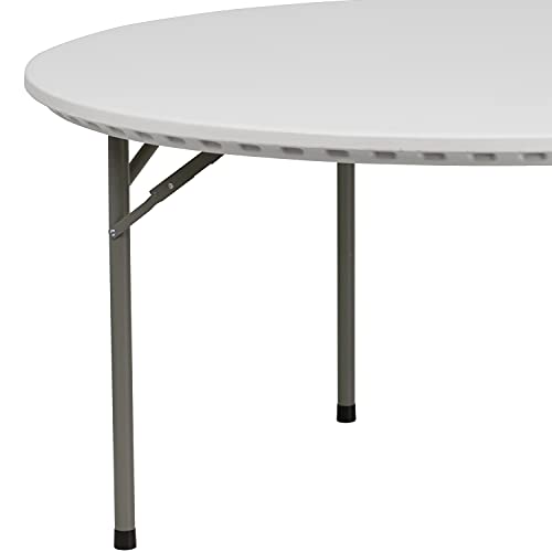 Flash Furniture Kathryn 5-Foot Round Granite White Plastic Folding Table, Commercial Grade Round Table for 8 Guests Flash Furniture