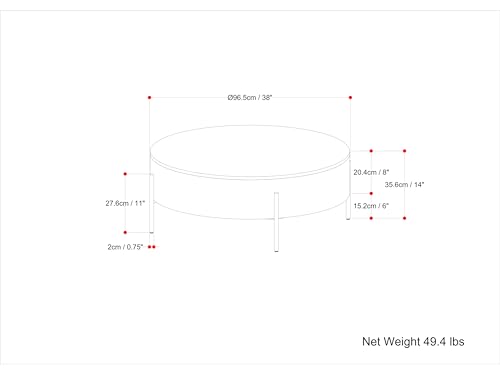 SIMPLIHOME Rayburn Drum Coffee Table - 38 inch Wide Solid Mango Wood Round Living Room Table in Natural, Modern Industrial Center Table for Family Room with Black Metal Legs and Large Surface SIMPLIHOME