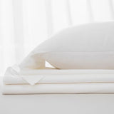 DAUAOTO King Size Linen Blend Sheets Set, 55% Linen 45% Cotton Bedding Sets, Bedlinen Up to 16" Deep, White DAUAOTO
