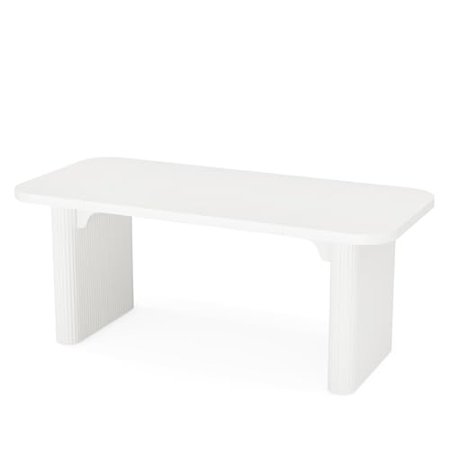 Tribesigns 5 ft Conference Table, Modern Rectangular Meeting Seminar Table with Double Pedestal, 62-Inch Large Boardroom Table for Office (White) Tribesigns