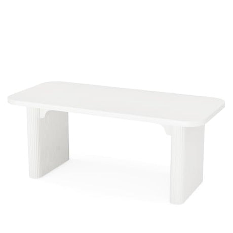 Tribesigns 5 ft Conference Table, Modern Rectangular Meeting Seminar Table with Double Pedestal, 62-Inch Large Boardroom Table for Office (White) Tribesigns