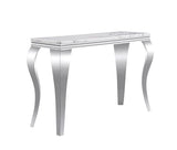 Modern Rectangular Silver Faux Marble Console Table, 0.71" Thick Faux Marble Top, 4 Stainless Steel Legs with Silver Mirrored Finish for Living Room (Silver6) ShopBOPP