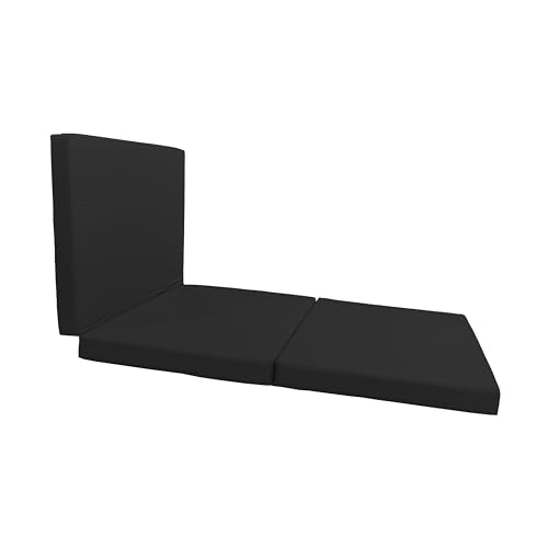 D&D Futon Furniture Trifold Foam Beds, Floor Tri-Fold Bed, Foldable Shikibuton Mattress Cushion Topper Mat for Space Saving Sleepover 3x27x75 in, Black D&D Futon Furniture