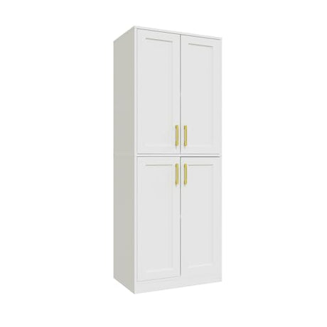 Hamesen Storage Cabinet, Kitchen Pantry with Doors & Shelf, Tall Storage Cabinet for Bathroom, Living Room, Entryway,White Hamesen