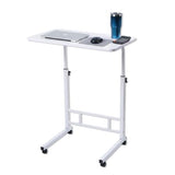 Japard Small Desk on Wheels, Mobile TV Tray Table Rolling Desk for Bed Sofa, Adjustable Height 23.6" Wide C-Shape Loadable 66lbs (White, 66 lbs Loadable) Japard