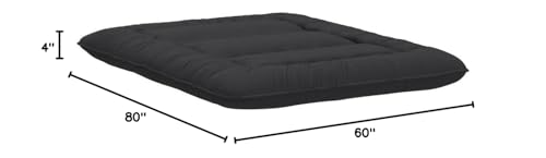 MAXYOYO Japanese Floor Mattress Futon Mattress, 4" Thicken Tatami Mat Sleeping Pad Foldable Roll Up Mat Boys Girls Dormitory Pad Kids Floor Lounger Pillow Bed, Black, Queen MAXYOYO