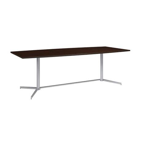 Bush Business Furniture Boat Shaped Conference Table with Metal Base, 96W x 42D, Mocha Cherry/Silver Bush Furniture