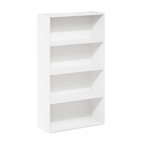 Furinno Pasir 4-Tier White Bookshelf & Storage Solution - WoodArtSupply