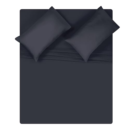 MyOwn Queen Sheet Set - Double Brushed Microfiber Bedding Set Queen, 4 Piece Deep Pocket Queen Sheet - Ultra Soft, Easy-Fit, Wrinkle Free, Quick Dry, Easy Care Queen Sheets - Charcoall Grey MyOwn