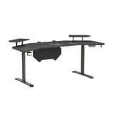 JWX Standing Gaming Desk with Aluminum Alloy Led Lights, 72'' Wing Shaped Large Gaming Studio Music Desk with Slot Design Shelves, for Live Streamer, Social Media Influencer & Music Recording JWX
