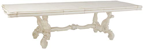 Acme Versailles Rectangular Wooden Dining Table with 2 Leaves in Bone White ACME Furniture