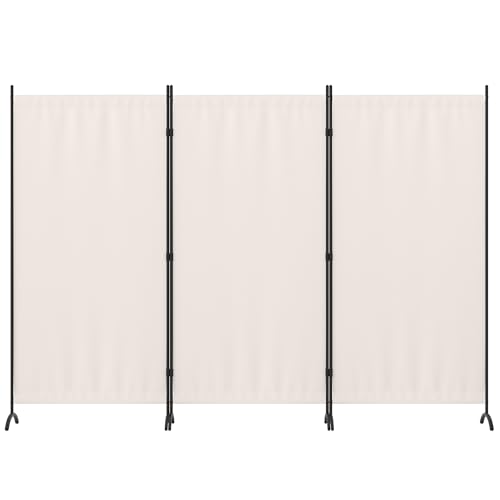 Kecreque 3 Panel Room Divider 6 Ft Folding Screen Room Dividers with 4 Curved Metal Feet Partition Wall Divider,Privacy Screens Portable Wall for Office,Bedrooms,Dining,Dorm,White Kecreque