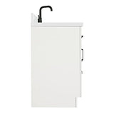 ARIEL Hepburn 55" White Bathroom Vanity with Sink, 1.5" Edge Pure White Quartz Countertop & Splash, Rectangular Sink, 2 Soft Closing Doors, 8 Full Extension Dovetail & 1 45-Degree Tilt Drawers ARIEL